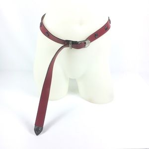 Karen Kane Red silver Leather Belt Stars studs .